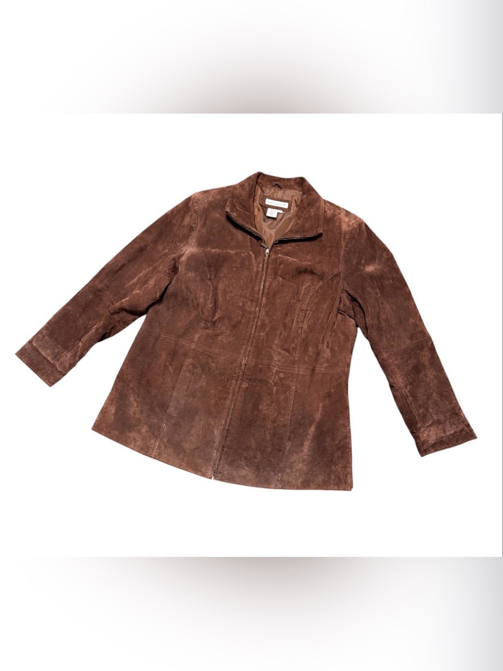 Coldwater Creek Suede Jacket Zip Front Brown.  Sz 1X.  VGUC!